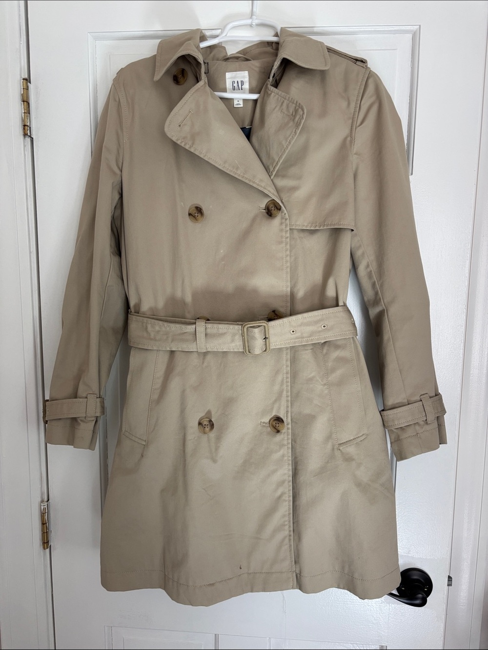 GAP Women's Beige Double-Breasted Trench Coat